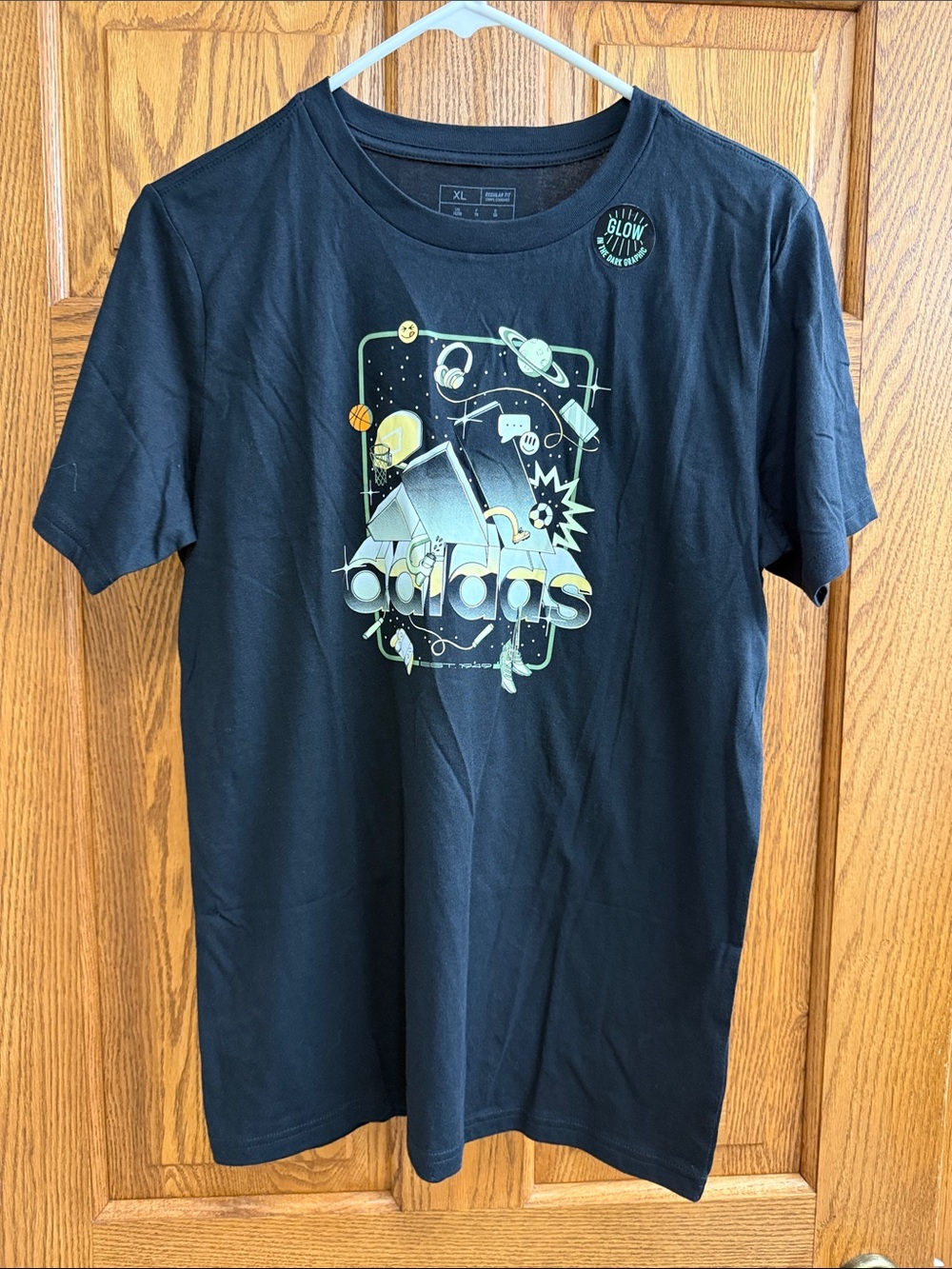adidas Black Tee with Glow Space Graphic